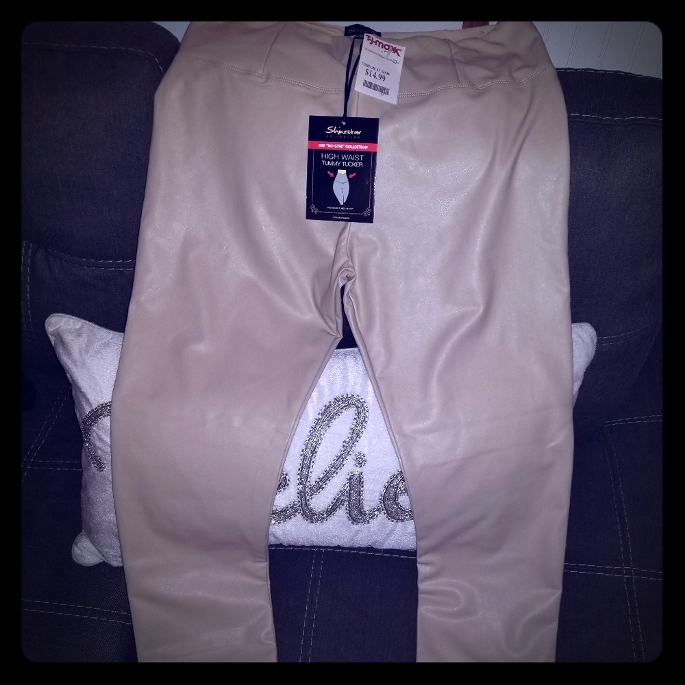 Shinestar Faux Leather High Waste Pants